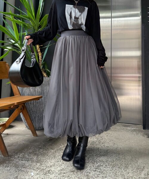 Lui's（ルイス）の「チュールバルーンスカート（スカート・レディース・チャコールグレー/ブラック/アイボリー・FREE）」の14枚目の写真