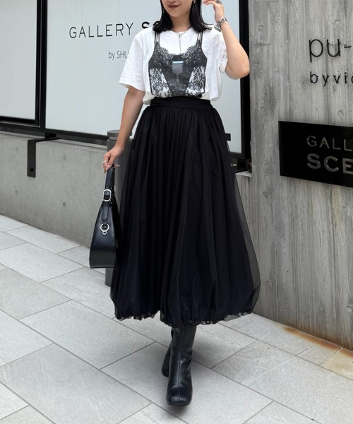 Lui's（ルイス）の「チュールバルーンスカート（スカート・レディース・チャコールグレー/ブラック/アイボリー・FREE）」の5枚目の写真