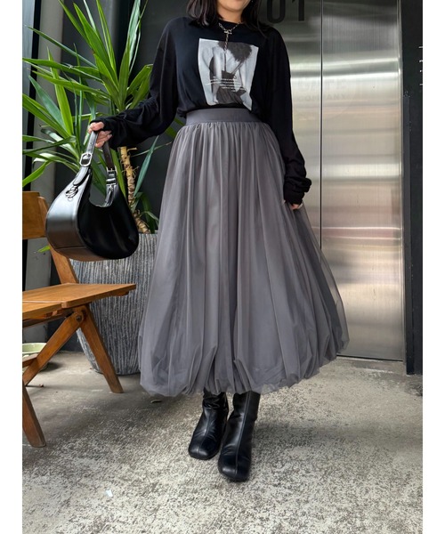 Lui's（ルイス）の「チュールバルーンスカート（スカート・レディース・チャコールグレー/ブラック/アイボリー・FREE）」の7枚目の写真