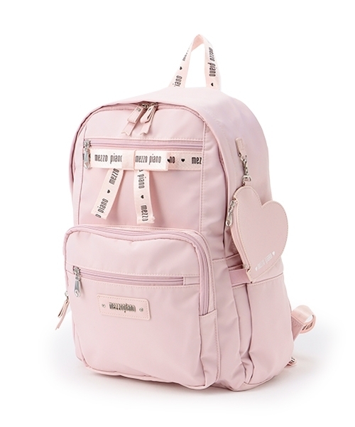 【新品未使用】mezzo piano ロゴリボンリュック 約21L ハートポーチつきロゴリボンリュック（バックパック