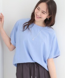 【ひんやり/洗濯後しわになりにくい】リブ切り替えドルマンブラウス