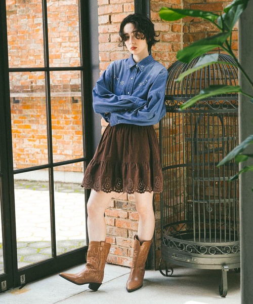 niko and...（ニコアンド）の「2WAY刺繍キャミミニスカート（スカート・レディース・ブラウン/ライトグレー/ブラック・FREE）」の6枚目の写真