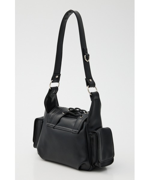 【SLY】レザー ショルダー バッグ 本革　黒　牛革 スライ SLY ショルダーバッグ バッグ LACE UP SHOULDER BAG レース