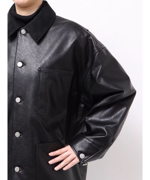 OUNNOUN(オウンノウン)の「【OUNNOUN】フェイクレザーカバーオール(ライダースジャケット・レディース・ブラック/アイボリー/イエロー・MEDIUM/SMALL)」の20枚目の写真