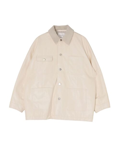OUNNOUN(オウンノウン)の「【OUNNOUN】フェイクレザーカバーオール(ライダースジャケット・レディース・ブラック/アイボリー/イエロー・MEDIUM/SMALL)」の6枚目の写真