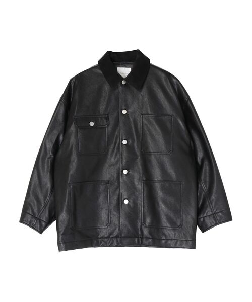 OUNNOUN(オウンノウン)の「【OUNNOUN】フェイクレザーカバーオール(ライダースジャケット・レディース・ブラック/アイボリー/イエロー・MEDIUM/SMALL)」の4枚目の写真