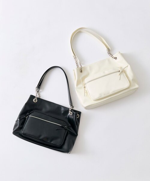 OLIVE des OLIVE(オリーブデオリーブ)の「BIGポケット合皮トートバッグ(トートバッグ・レディース・ブラック/オフホワイト・FREE)」の16枚目の写真