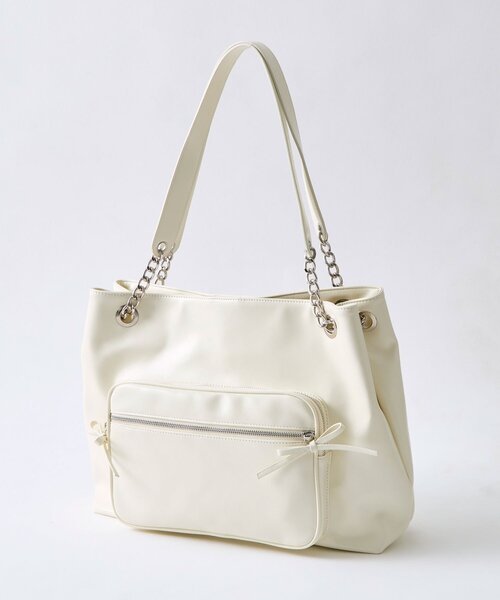 OLIVE des OLIVE(オリーブデオリーブ)の「BIGポケット合皮トートバッグ(トートバッグ・レディース・ブラック/オフホワイト・FREE)」の18枚目の写真