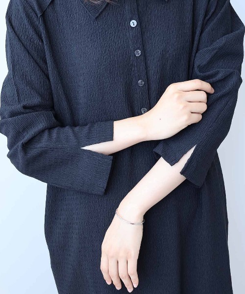 leswel（レスウェル）の「【L～5L 大きいサイズ】楊柳シャツカラーワンピース（ワンピース・レディース・ブラウン/ブラック・L/LL/3L/4L/5L）」の8枚目の写真