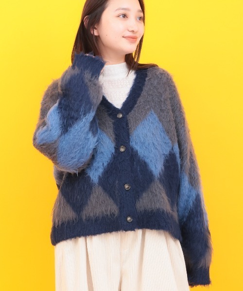 チチカカ（チチカカ）の「Orale!ふわふわジャガードカーディガン（カーディガン/ボレロ・レディース・アイボリー/チャコールグレー/ブルー・FREE）」の2枚目の写真
