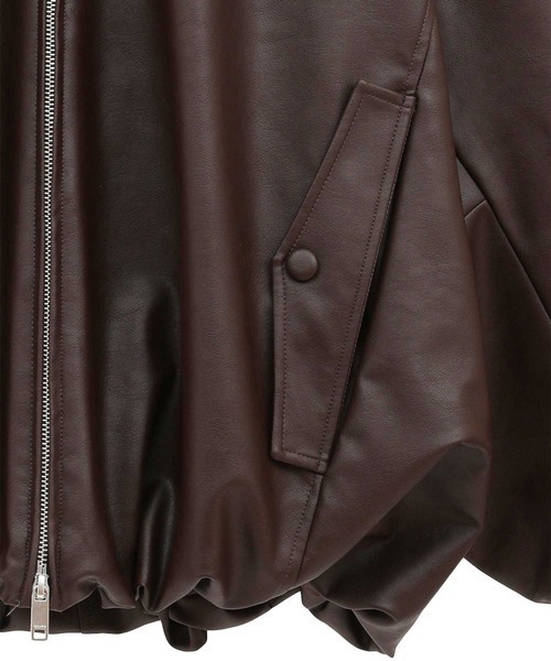 CLANE/クラネ】FAKE LEATHER BALLOON JACKET/フェイクレザーバルーン