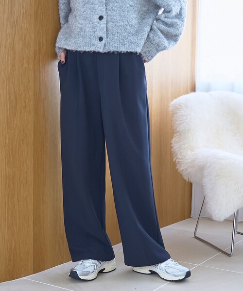 coen(コーエン)の「【定番・新色登場】イージービューティーワイドパンツ(WEB限定サイズ)(スラックス・レディース・ブラック/ターコイズブルー/ダークグレー/ベージュ/オレンジ/ネイビー・S/M/L/XL)」の4枚目の写真