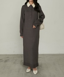 【Cherir Mignon】配色ポロニットワンピース