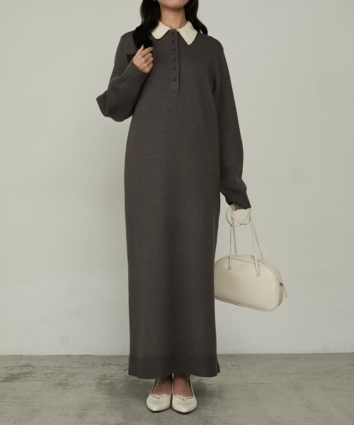 Cherir Mignon(シェリルミニョン)の「【Cherir Mignon】配色ポロニットワンピース(ワンピース・レディース・ブラック/チャコールグレー/ネイビー・FREE)」の18枚目の写真