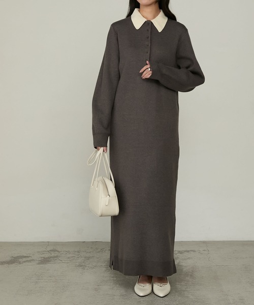 Cherir Mignon(シェリルミニョン)の「【Cherir Mignon】配色ポロニットワンピース(ワンピース・レディース・ブラック/チャコールグレー/ネイビー・FREE)」の19枚目の写真