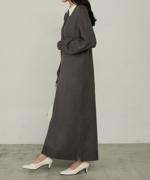 Cherir Mignon(シェリルミニョン)の「【Cherir Mignon】配色ポロニットワンピース(ワンピース・レディース・ブラック/チャコールグレー/ネイビー・FREE)」の20枚目の写真