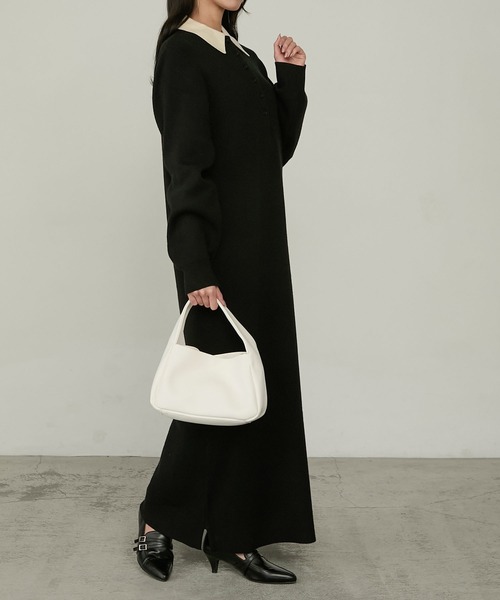 Cherir Mignon(シェリルミニョン)の「【Cherir Mignon】配色ポロニットワンピース(ワンピース・レディース・ブラック/チャコールグレー/ネイビー・FREE)」の7枚目の写真