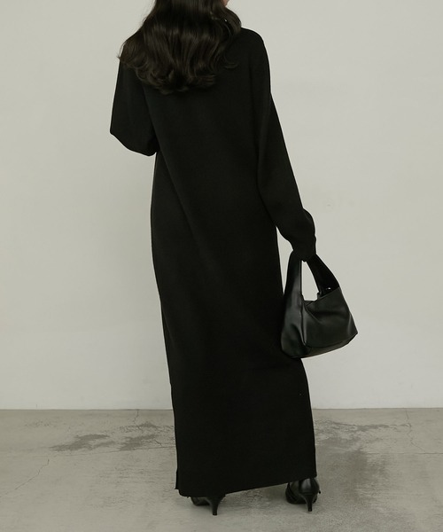 Cherir Mignon(シェリルミニョン)の「【Cherir Mignon】配色ポロニットワンピース(ワンピース・レディース・ブラック/チャコールグレー/ネイビー・FREE)」の8枚目の写真