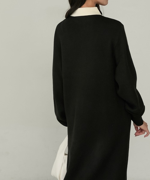 Cherir Mignon(シェリルミニョン)の「【Cherir Mignon】配色ポロニットワンピース(ワンピース・レディース・ブラック/チャコールグレー/ネイビー・FREE)」の12枚目の写真