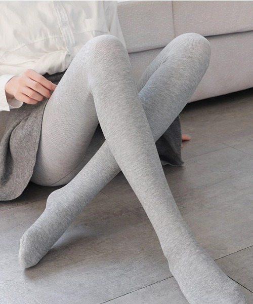 ampm（エーエムピーエム）の「美脚見えあったか微圧タイツ／厚手リブニットレギンス風ストッキング（レギンス/スパッツ・レディース・グレー/ブラック/ライトグレー・FREE）」の3枚目の写真