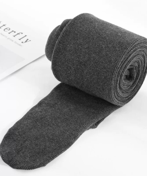 ampm（エーエムピーエム）の「美脚見えあったか微圧タイツ／厚手リブニットレギンス風ストッキング（レギンス/スパッツ・レディース・グレー/ブラック/ライトグレー・FREE）」の18枚目の写真