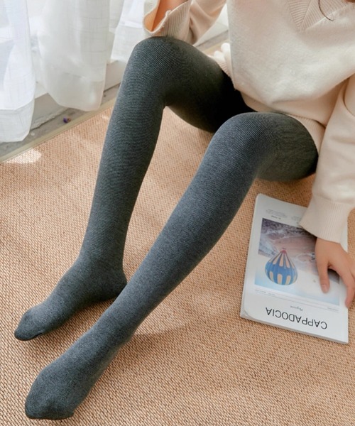 ampm（エーエムピーエム）の「美脚見えあったか微圧タイツ／厚手リブニットレギンス風ストッキング（レギンス/スパッツ・レディース・グレー/ブラック/ライトグレー・FREE）」の15枚目の写真