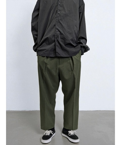 なぉ セール】 ウーステッドフラノ タックストレートパンツ （スラックス