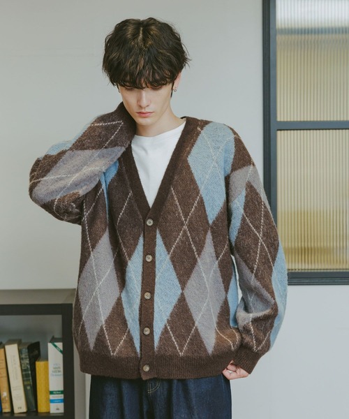 RAGEBLUE（レイジブルー）の「Mohair Blend Shaggy Knit Cardigan / 総柄モヘヤニットカーディガン（カーディガン/ボレロ・メンズ・ホワイト系その他/ブラック系その他/ブラウン系その他/ブルー系その他・SMALL/MEDIUM/LARGE）」の3枚目の写真