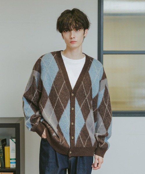 RAGEBLUE（レイジブルー）の「Mohair Blend Shaggy Knit Cardigan / 総柄モヘヤニットカーディガン（カーディガン/ボレロ・メンズ・ホワイト系その他/ブラック系その他/ブラウン系その他/ブルー系その他・SMALL/MEDIUM/LARGE）」の12枚目の写真