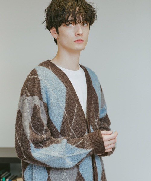 RAGEBLUE（レイジブルー）の「Mohair Blend Shaggy Knit Cardigan / 総柄モヘヤニットカーディガン（カーディガン/ボレロ・メンズ・ホワイト系その他/ブラック系その他/ブラウン系その他/ブルー系その他・SMALL/MEDIUM/LARGE）」の11枚目の写真
