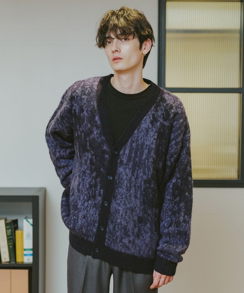 RAGEBLUE（レイジブルー）の「Mohair Blend Shaggy Knit Cardigan / 総柄モヘヤニットカーディガン（カーディガン/ボレロ・メンズ・ホワイト系その他/ブラック系その他/ブラウン系その他/ブルー系その他・SMALL/MEDIUM/LARGE）」の6枚目の写真