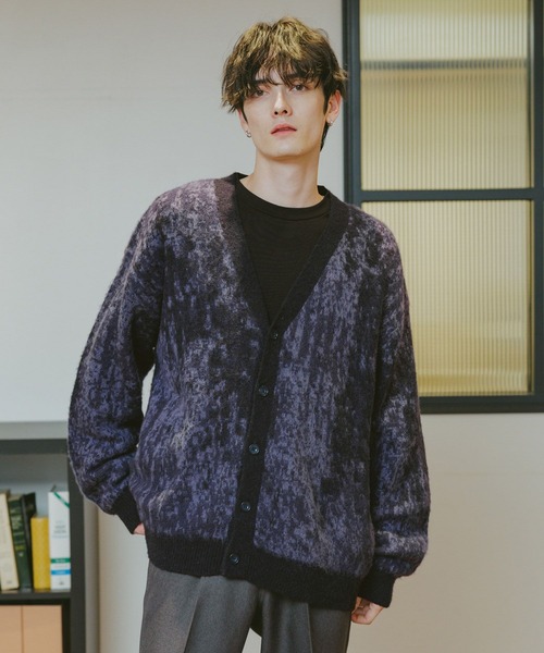 RAGEBLUE（レイジブルー）の「Mohair Blend Shaggy Knit Cardigan / 総柄モヘヤニットカーディガン（カーディガン/ボレロ・メンズ・ホワイト系その他/ブラック系その他/ブラウン系その他/ブルー系その他・SMALL/MEDIUM/LARGE）」の5枚目の写真