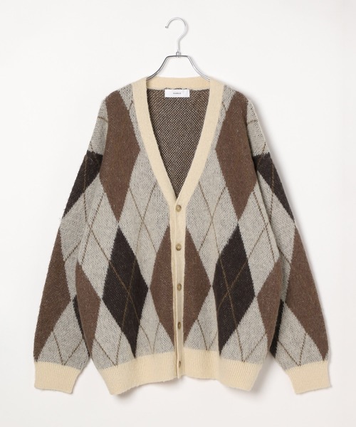 セール】Mohair Blend Shaggy Knit Cardigan / 総柄モヘヤニット