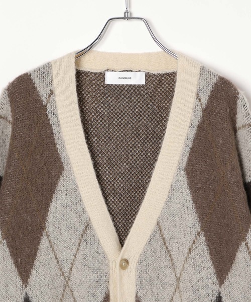 セール】Mohair Blend Shaggy Knit Cardigan / 総柄モヘヤニット