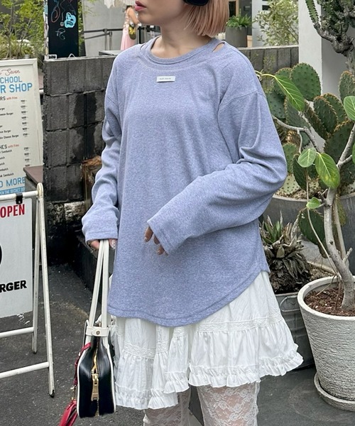 Alley Tokyo(アリートーキョー)の「タンク着てる風BIGロンT(Tシャツ/カットソー・レディース・グレー/アイボリー/ブラウン・FREE)」の3枚目の写真