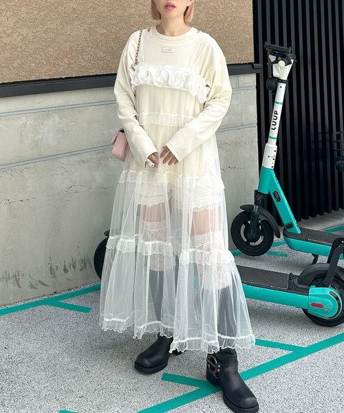 Alley Tokyo(アリートーキョー)の「タンク着てる風BIGロンT(Tシャツ/カットソー・レディース・グレー/アイボリー/ブラウン・FREE)」の5枚目の写真