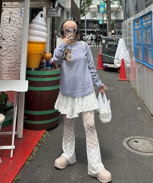 Alley Tokyo(アリートーキョー)の「タンク着てる風BIGロンT(Tシャツ/カットソー・レディース・グレー/アイボリー/ブラウン・FREE)」の10枚目の写真