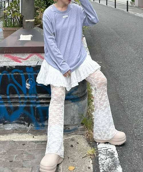 Alley Tokyo(アリートーキョー)の「タンク着てる風BIGロンT(Tシャツ/カットソー・レディース・グレー/アイボリー/ブラウン・FREE)」の9枚目の写真