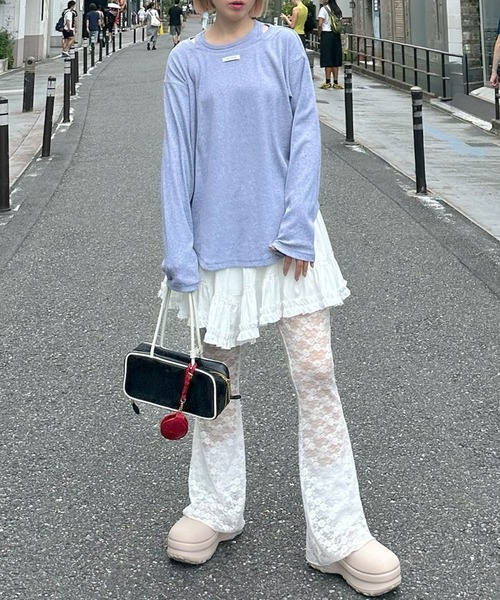 Alley Tokyo(アリートーキョー)の「タンク着てる風BIGロンT(Tシャツ/カットソー・レディース・グレー/アイボリー/ブラウン・FREE)」の4枚目の写真