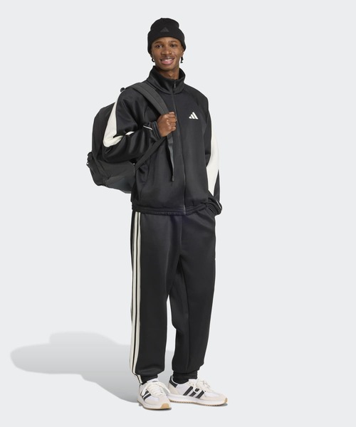 adidasジャージ トラックジャケット上下セットアップ 黒/ベージュ 3ライン アディダス adidas ジャージ セットアップ 上下 トラック