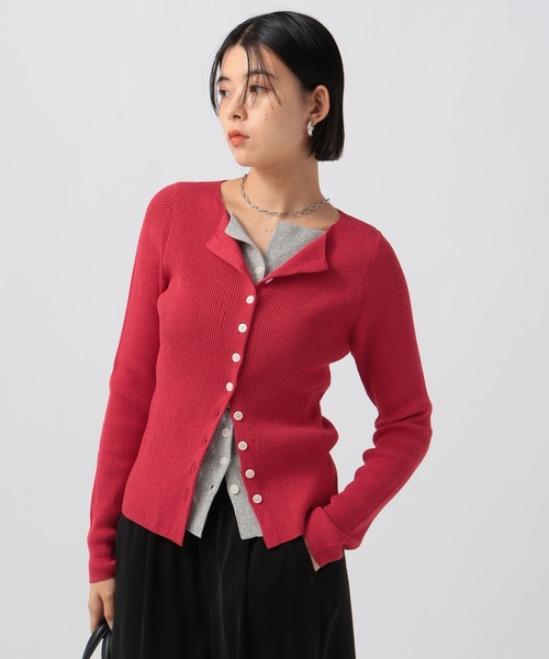 BAYFLOW（ベイフロー）の「レイヤードライクカーディガン（カーディガン/ボレロ・レディース・レッド/グレー・FREE）」の2枚目の写真