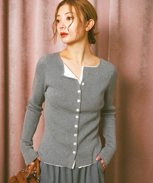 BAYFLOW（ベイフロー）の「レイヤードライクカーディガン（カーディガン/ボレロ・レディース・レッド/グレー・FREE）」の18枚目の写真