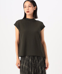 K.T KIYOKO TAKASE | ストレッチコットン鹿の子編み ハイネックフレンチスリーブニット(ニット/セーター)