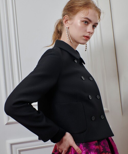 定価5万 LOULOU WILLOUGHBY パールテーラードジャケット 黒 LOULOU WILLOUGHBY】◇ パール釦テーラードジャケット