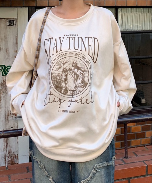link lot(リンクロット)の「ヴィンテージライクフェイクスウェードビッグロゴスウェット(スウェット・メンズ・パープル/ブラウン/グレー/アイボリー・M/L)」の11枚目の写真