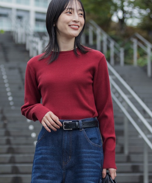 〈吸湿発熱〉ウォッシャブルクルーネックリブニットプルオーバー【THE CRAFT CREW PRODUCTS】