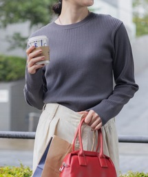 〈吸湿発熱〉ウォッシャブルクルーネックリブニットプルオーバー【THE CRAFT CREW PRODUCTS】チャコールグレー