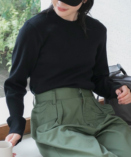 〈吸湿発熱〉ウォッシャブルクルーネックリブニットプルオーバー【THE CRAFT CREW PRODUCTS】