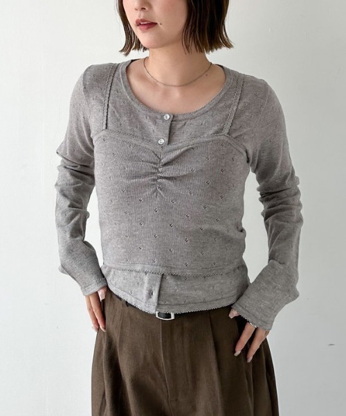 archives(アルシーヴ)の「ハリヌキニットアンサンブル(アンサンブル・レディース・グレー/ワイン/ブラック/アイボリー・MEDIUM)」の2枚目の写真