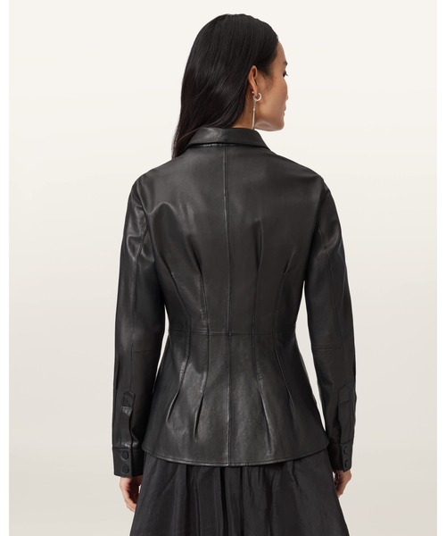 ALLSAINTS(オールセインツ)の「LARSON LEATHER PLEATED SHIRT | LARSON レザー プリーツ シャツ(シャツ/ブラウス・レディース・ブラック・6/8/10/4)」の7枚目の写真